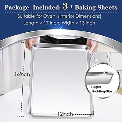 Large Baking Sheets Set of 3, P&P CHEF Stainless Steel Baking Pan Tray,  Rectangle 16 x 12 x 1 Inches, Healthy & Heavy-Duty, Easy Clean & Mirror  Finished - Yahoo Shopping