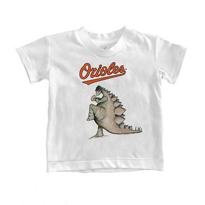 Women's Tiny Turnip White Baltimore Orioles Baseball Tear T-Shirt