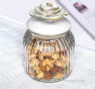 Glass Jar Reusable Decorative with Lid Airtight Jar for Candy