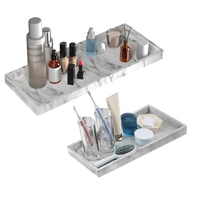 Luxspire Resin Vanity Tray, Bathroom Tray Toilet Tank Storage Tray, 11 x 4  inch Kitchen Sink Trays, Vanity Countertop Organizer for Candles Soap Towel  Perfume Holder Jewelry Dish Decor, Ink Black 
