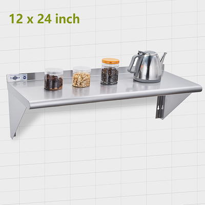 VEVOR Stainless Steel Shelf 8.6 in. x 30 in. Wall Mounted Floating