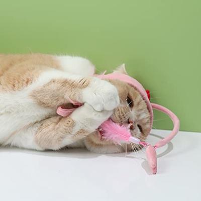 BLECRIS Adjustable Size Cat Hat Feather Toy Pet Cat Teaser Toy Cat