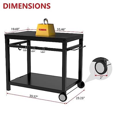 Upgrade Foldable Dining Cart Table, Movable Flattop Grill Cart