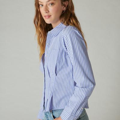 Lucky Brand Striped Baby Tee - Women's Clothing Tops Shirts Tee