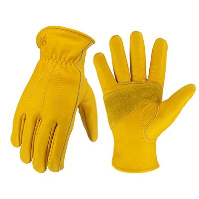 KKOYING Leather Work Gloves Waterproof Gardening Gloves for Men & Women  Tough Cowhide Work Gloves with Adjustable Wrist (Medium) - Yahoo Shopping