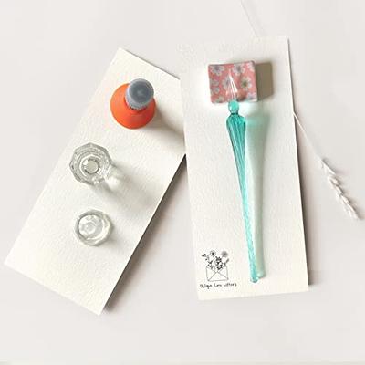 Oblique Love Letters Glass Dip Pen Set - Glass Pen Holder Glass Ink Well  for