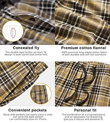 LAPASA Men's Pajama Pants 100% Cotton Flannel Plaid Lounge Soft