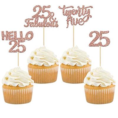 1 Pack Happy 25th Birthday Cake Topper Glitter 25th Birthday Cake Pick  Cheers to 25 Years Old Twenty Five Fabulous Cake Decorations for 25th  Birthday