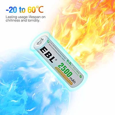 EBL AA Rechargeable Batteries 1.2V 2500mAh High Performance Pre-Charged AA  Batteries - 8 Pack - Yahoo Shopping