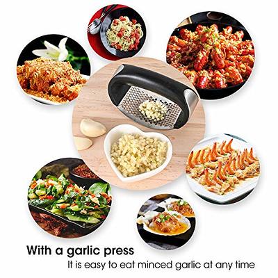 Garlic Press Rocker-Made of 304# Stainless Steel-with Silicone Roller  Peeler and Cleaning Brush (Three-piece Suit)-Kitchen Gadgets - Yahoo  Shopping