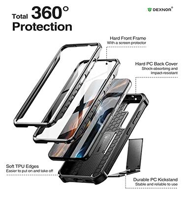 Dexnor for Samsung Galaxy S21 FE Case, [Built in Screen Protector and  Kickstand] Heavy Duty Military Grade Protection Shockproof Protective Cover  for