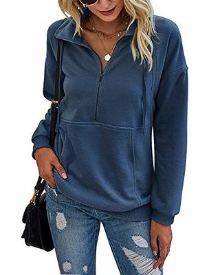  Fall Tops for Women Trendy Solid Color Zipper