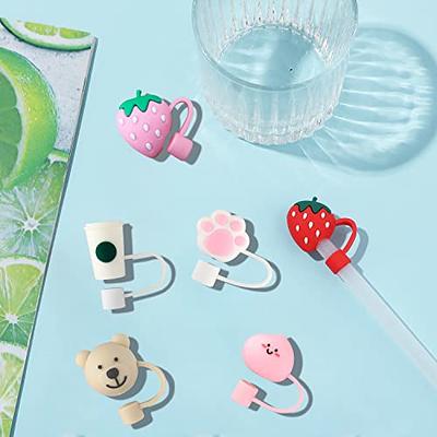 6 Pcs Straw Covers Cap Silicone Straw Tips Covers Reusable Drinking Straw Toppers Cute Dust-proof Straw Plug for 6-8 mm Straws Outdoor Home Kitchen