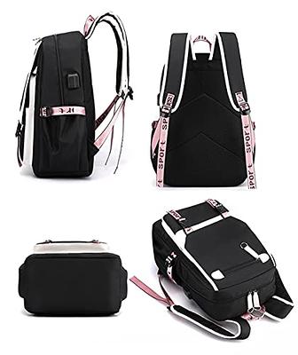 Leaper Cute Floral Canvas Backpack Laptop Backpack Casual Shoulder Bag  Satchel Daypack Pink