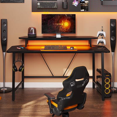 Bestier Reversible 44 inch Computer Desk with LED Lights Gaming