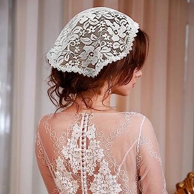 2 Pieces Floral Lace Veils Head Covering Latin Mass Mantilla Veils fo Women