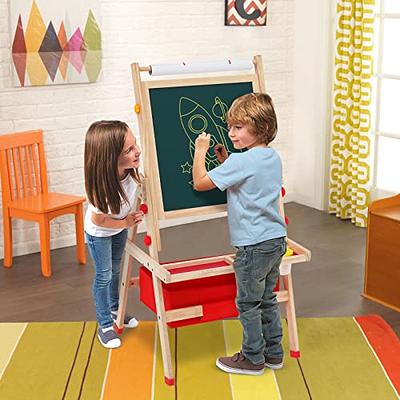 UTEX Wooden Kids Easel with Paper Roll and Storage, Art Easel for Kids with  Magnetic Whiteboard and Chalkboard, Gift for Kids Ages 4-12 