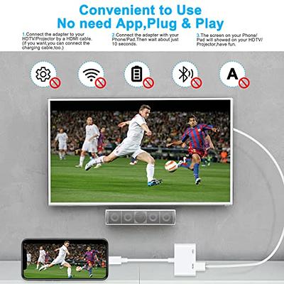 [Apple MFi Certified] Lightning to HDMI Digital AV Adapter,1080P Video &  Audio Sync Screen Converter AV Adapter with Charging Port for iPhone HDMI