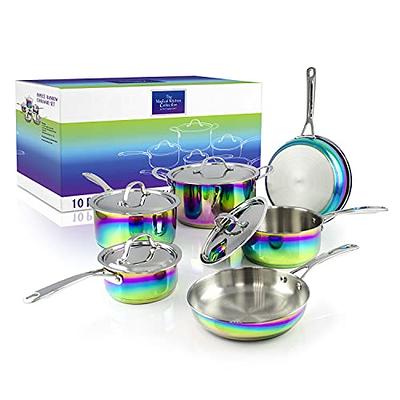 The Magical Kitchen Collection - Iridescent Rainbow Cookware Set - Premium Heavy  Duty Stainless Steel and Titanium Pots & Pans Set - Rust Proof, Induction  Stove & Oven-Safe (10 Piece) - Yahoo Shopping