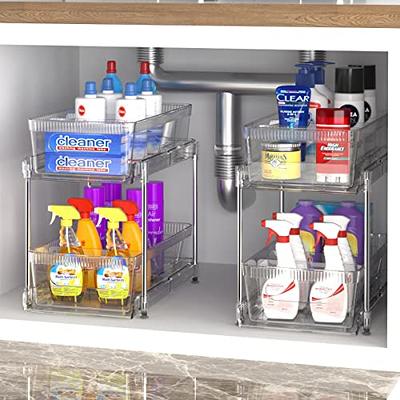 KEGDAN 2 Tier Bathroom Storage Organizer with Dividers, Clear under Sink  Organiz