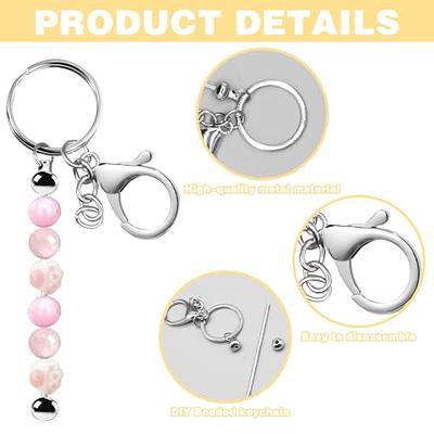 Huwena 6 Pcs Beadable Keychain Bars Blanks Bead Keychain Metal