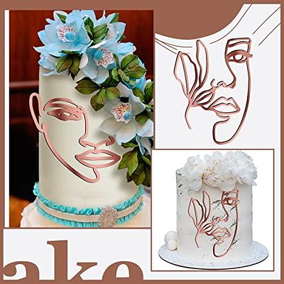 Eummy 10Pcs Minimalist Art Lady Face Cake Topper 3D Abstract Minimalist  Line Cake Toppers Boho Themed Party Supplies for Wedding Birthday Party