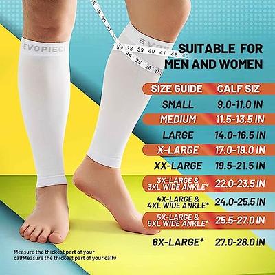 EVOPLECI 20-30mmHg Black Calf Compression Sleeve Men and Women Wide Calf  Sleeve Brace Compression Socks for Leg Support Shin Splint Pain Relief ( White, Large) - Yahoo Shopping