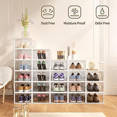 HomeBuddy Shoe Organizer for Closet - 6 Pack XL Shoe Storage Boxes Clear Plastic Stackable Bin, Boots, Sneaker Storage, Clear Shoe Boxes with Lids