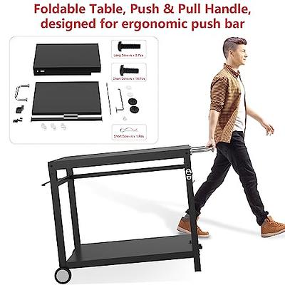 Upgrade Foldable Dining Cart Table, Movable Flattop Grill Cart