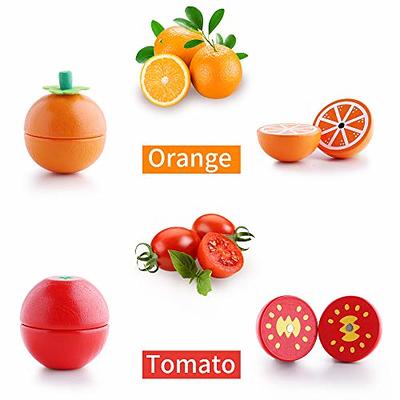 Cutting Fruit Vegetables Magnetic Wooden Play Food Set Durable Cutting Toy  Cooking Food Playset Safety Portable Educational Chopping Toy Gift for Kids