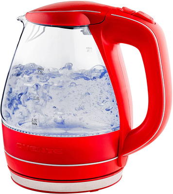 Ovente Electric Hot Watter Kettle with ProntoFill Lid, Red 1.8