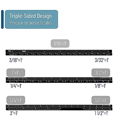 2 Pack 6 Inch Architectural Rulers, Small Scale Ruler Pocket Mini Engineer  Scale Ruler for Architects Engineering, Artists, Draftsman Drawing