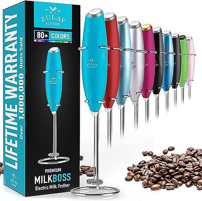 NAPCAM electric milk frother USB rechargeable portable handheld 2 speed  whisk stirrer option ideal for almond milk hot chocolate nespresso matcha  milk
