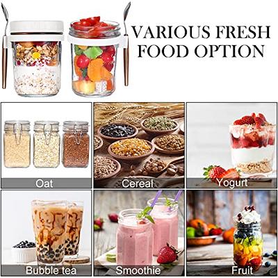 4 Packs 17 oz Overnight Oats Containers with Lids and Spoons Oatmeal Jars  with lids Breakfast