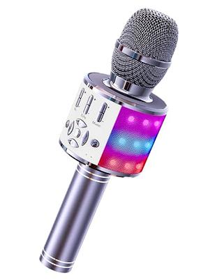 Amazmic Kids Karaoke Microphone Machine Toy Bluetooth Microphone Portable  Wireless Karaoke Machine Handheld with LED Lights, Gift for Children Adults  Birthday Party, Home KTV(Black Gold) 