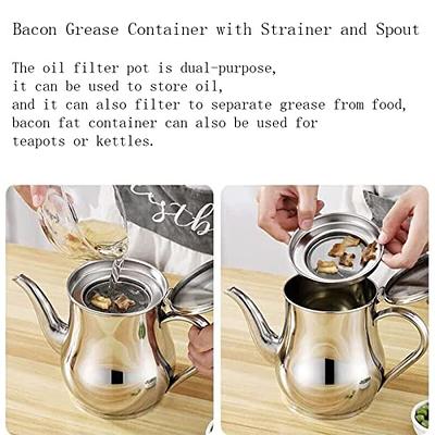 Kitchen Bacon Grease Container Home filtering Cooking Oil Can 