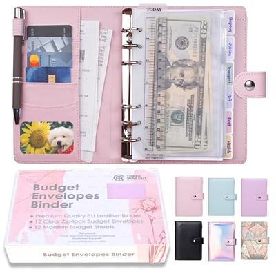 A6 Budget Binder, PU Leather Money Organizer for Cash Bills Coupon, Planner  Book