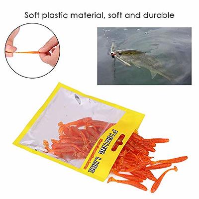 Lures Baits Fishing Bait Bass Assassin Soft Plastics Wacky Worms for Bass  Fishing, 50PCS 5cm Soft Plastic Fishing Lures T-Tail Grub Worm Baits Fish