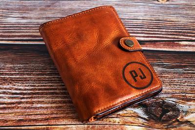 MONOGRAMMED Leather Wallet, Minimalist Mens Wallet, Bifold Wallet,  Personalized Card Wallet, Groomsmen Gift, Monogram Initials For Him