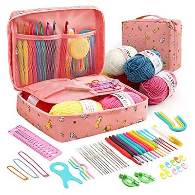  Knitting Yarn Bag, Portable Crochet Storage Tote Bag for Crochet  Hooks, Knitting Needles, Yarn Skeins,Knitting Accessories  Organizer,Suitable for Beginners and Experienced Crochet Lovers (Sky Blue)