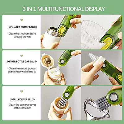 3 In 1 Bottle Gap Cleaner Brush Multifunctional U-Shaped Cup Mouth Brush  Feeding Bottle Cleaning Brush Household Cleaning Tools