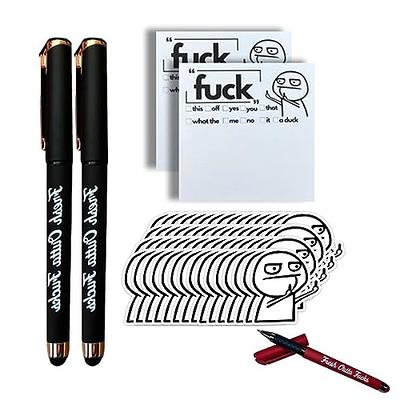  Fresh Outta Fucks Pad and Pen, Fresh Out of Fcks Pen Set,  Black Post It Notes, Snarky Novelty Office Supplies : Office Products