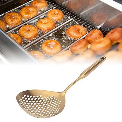 Skimmer Slotted Spoon 304 Stainless Steel Colander Skimmer Ladle with Long  Handle Food Grade Frying Strainer Spoon for Kitchen Cooking Baking(Gold) -  Yahoo Shopping