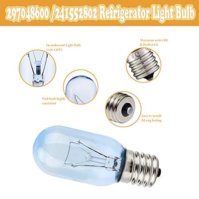 297048600 241552802 Refrigerator Light Bulb Replacement Compatible with  Frigidaire Whirlpool KitchenAid Electrolx Kenmore Fridge Light Bulbs-T8 E17