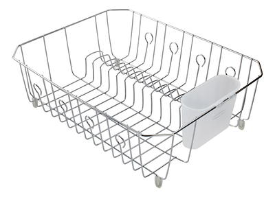 LIONONLY Dish Drying Rack with Drainboard, Stainless Steel Dish Rack for Kitchen Counter,Detachable Dish Drainer Organizer Shelf with Utensil Holder