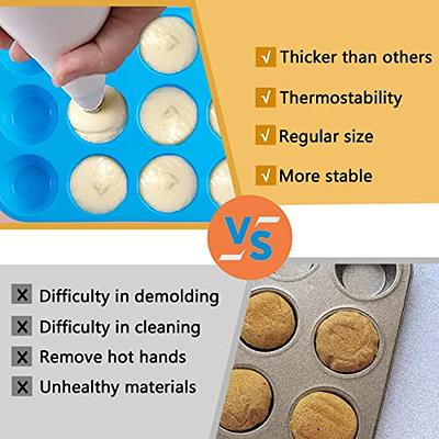 Silicone Muffin Pan, Set of 2 Non-Stick Cupcake Pans 12-Cup & Mini Muffin  Pan 24-Cup, with Bonus Silicone Brush and Spatula（Blue） - Yahoo Shopping