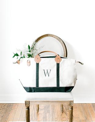 Heavy Weight Custom, Personalized Monogram Boat Tote Bag - Medium