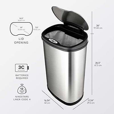 Nine Stars White Plastic 1.8-gal Motion Sensor Trash Can