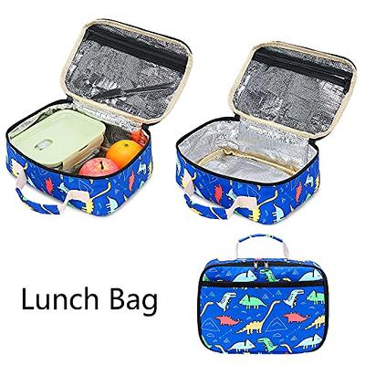 CAMTOP Backpack for Kids, Boys Preschool Backpack with Lunch Box Toddler Kindergarten School Bookbag Set (y025-2 Dinosaur-Dark Blue), Boy's, Size: 15