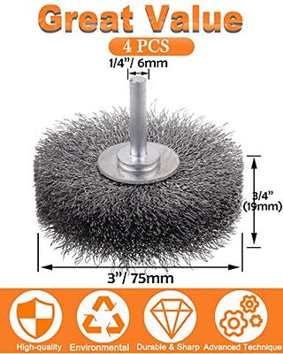 TILAX Wire Brush Wheel Cup Brush Set 6 Piece, Wire Brush for Drill 1/4 inch Arbor 0.012 inch Coarse Carbon Steel Crimped Wire Wheel for Cleaning